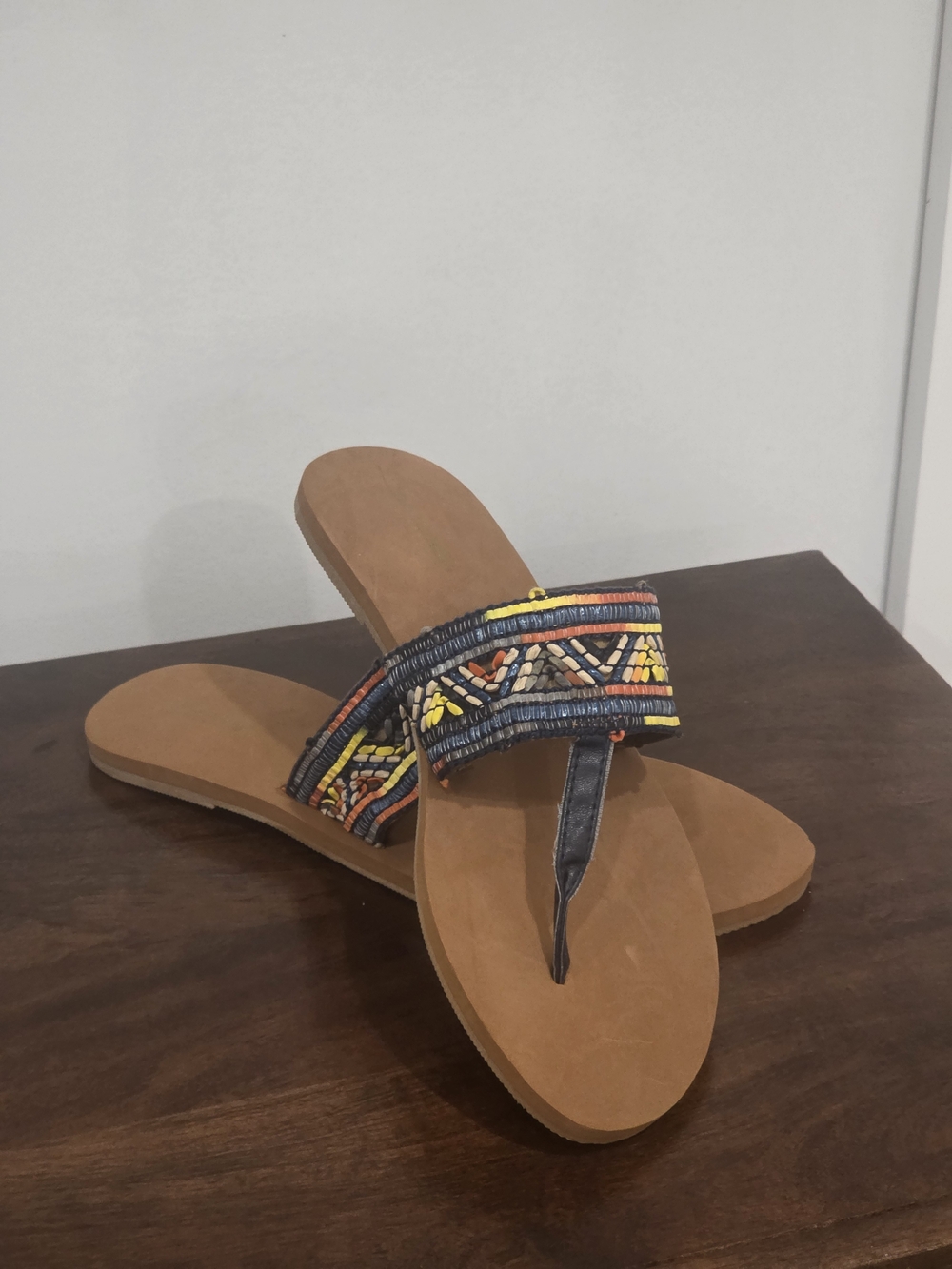 Sonoma Tan Thong Sandals with Multicolor Woven Strap